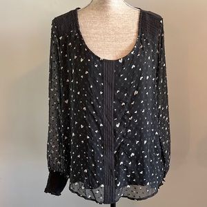 LC Lauren Conrad | Size XL | Black Sheer Heart Blouse | Front Lined